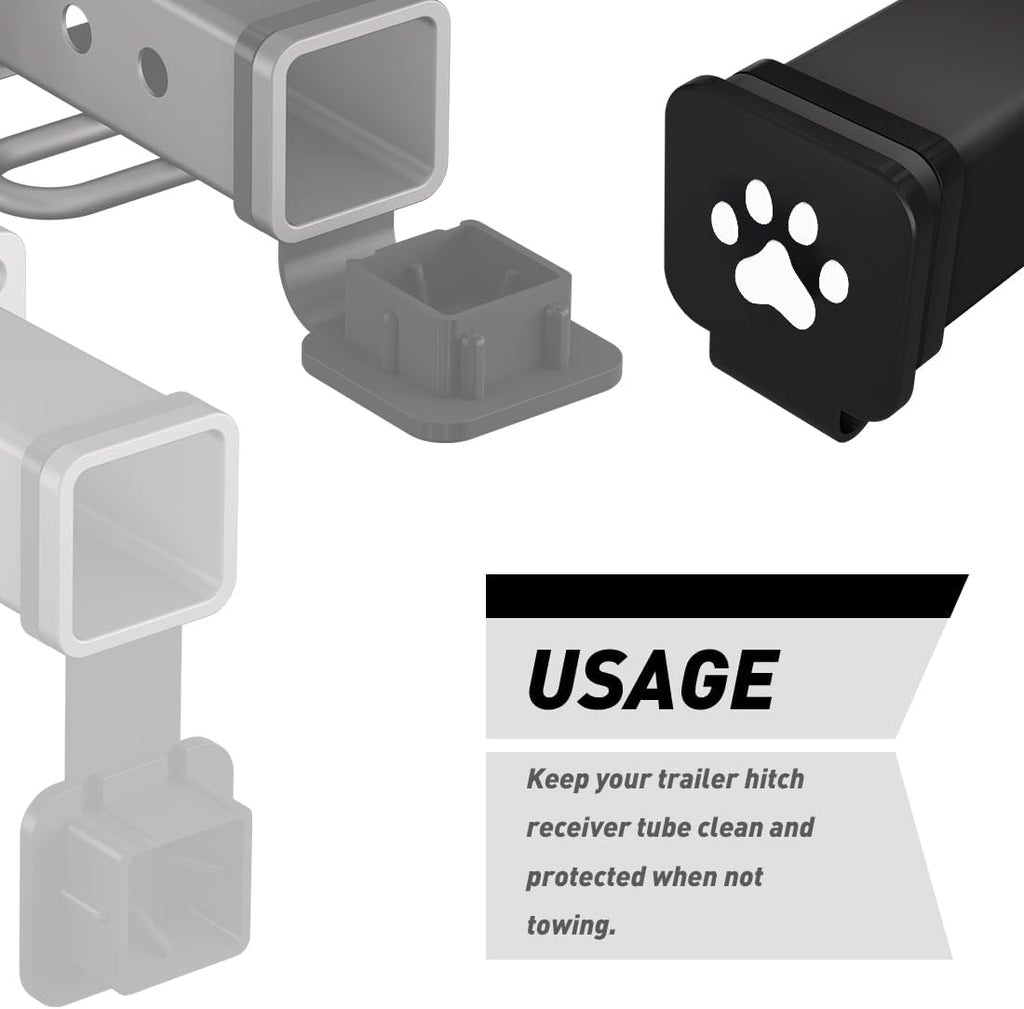 Trailer Hitch Cover 2 Inch Paw Prints Tow Trailer Hitch Cover Plug Insert Receiver Tube Cover with Bracket Fits for Jeep Dodge Ram Porsche Mercedes Benz GMC N1ssan Toy0ta Chev Truck 1Pack
