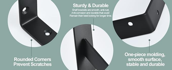 6 Pack L6 x H 4" Black Heavy Duty Shelf Brackets - Image 7