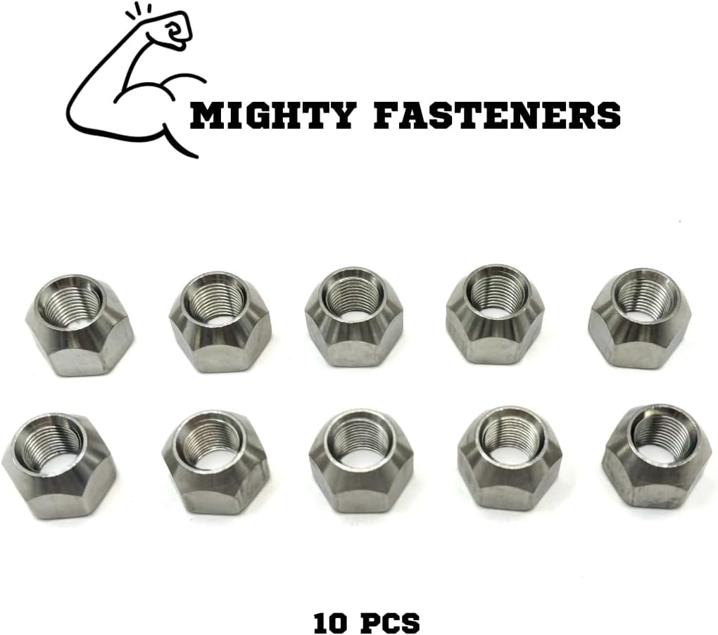 MIGHTY FASTENERS 304 Stainless Steel Open Cone Wheel Nuts, 1/2"-20 Thread, Ideal for Trailers and RVs, Corrosion Resistant, 10-Pack