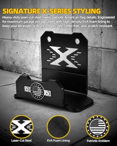 heavy duty wall mounted jeep door hangers garage, side view
