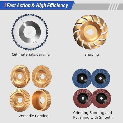 burmong 14pcs wood carving disc set for 4", side view