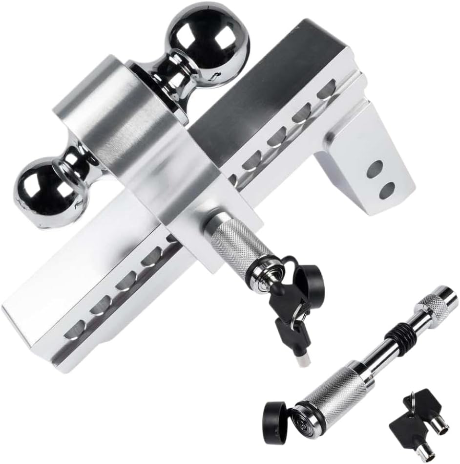 Aluminum Adjustable Trailer Hitch Device 10 Inch Drop Rise Compatible with 2 Inch Receiver