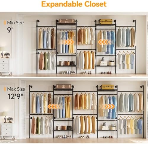 higeego w5 industrial pipe clothes rack, heavy duty shown in use