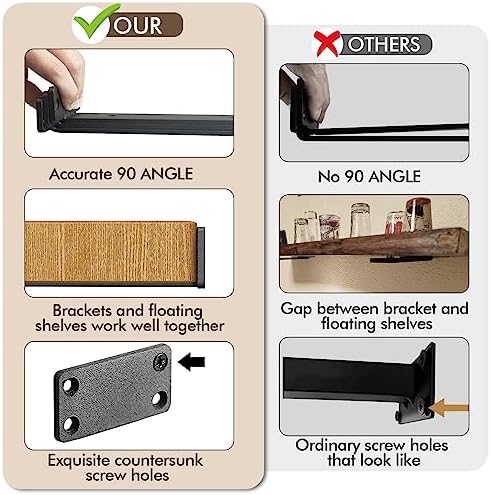 heavy duty metal shelf brackets 10 inch long,black, side view