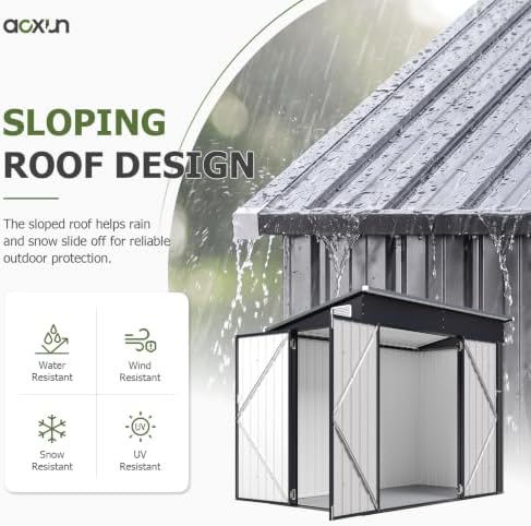 aoxun 7.5'x4' outdoor storage shed with 3 lockable, view 9