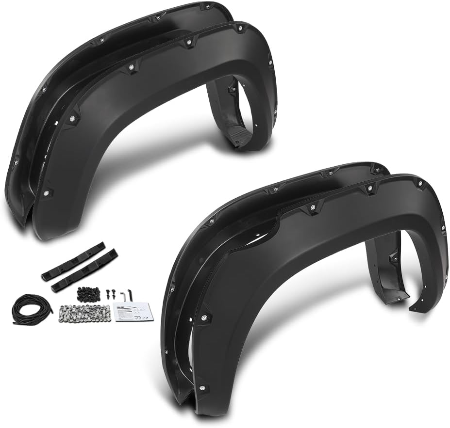 GRAND ORANGE Fender Flares Modified Compatible with Toyota Tacoma 2016-2022 Not fit Double Cab Trims Rivet Smooth Black