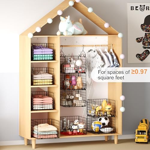 sonyabecca 3-tier closet organizers and storage, foldable stackable showing dimensions