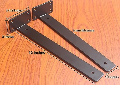 12 inch black hidden l shelf bracket (1/5, close-up detail