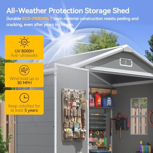 aoxun 6x4 ft outdoor storage shed, outdoor resin shown in use