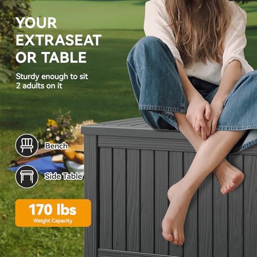 kamaboko 230 gallon outdoor storage box waterproof deck on a desk or shelf