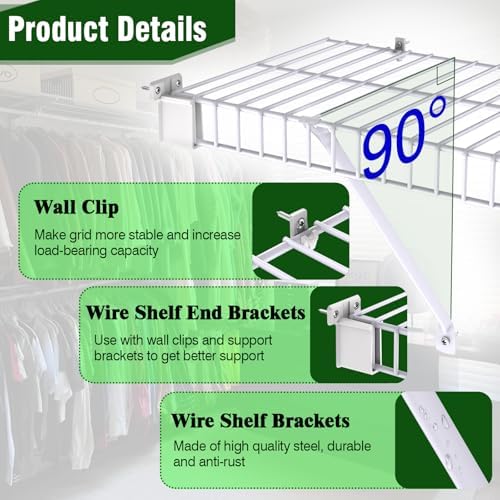 12 inch wire shelf brackets, metal support brackets, side view