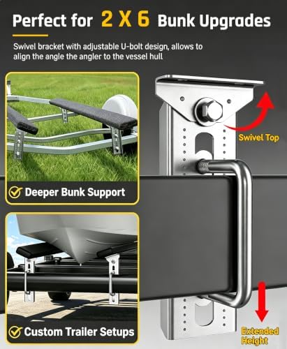 wyckoff 8" boat trailer bunk bracket 4-pack,heavy duty, close-up detail
