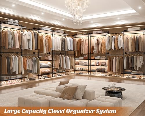 aheaplus industrial pipe clothing rack, expandable garment rack, package contents