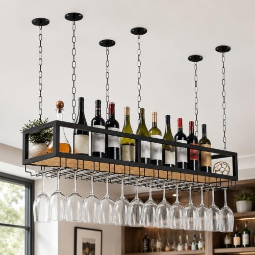 ceiling wine glass rack with glass holder, 31.4in, view 9
