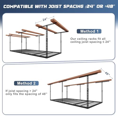 4x8ft overhead garage storage rack 750lbs capacity, 26"-40", package contents