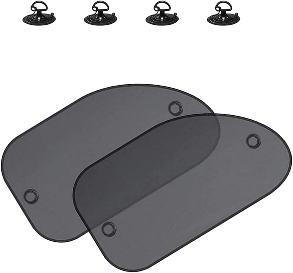 2 PCS Car Side Window Sun Shade, High Density Net Window Sunshade with 4 Suction Cups, Daily Use Reduces Glare Car Window Sun Screen, Universal for Most Cars (Black)