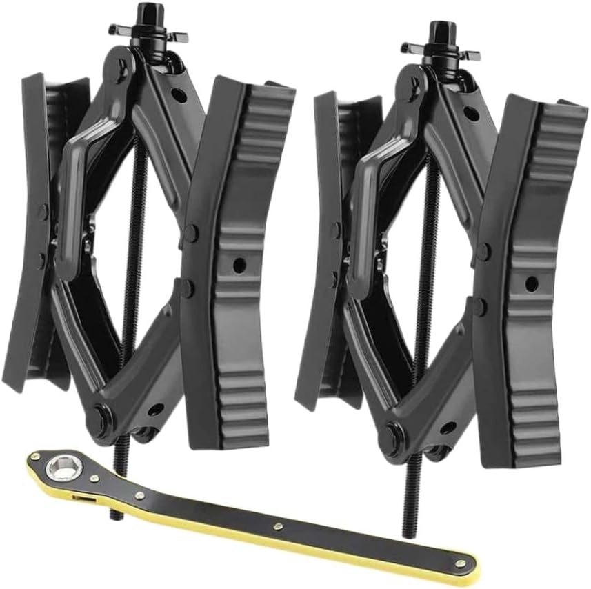 2 Pcs Camper Wheel Chock Stabilizers Scissor Steel Iron Trailers Scissor Lock Compatible with Trip Camping Trailers Picnic Backpacking BBQ
