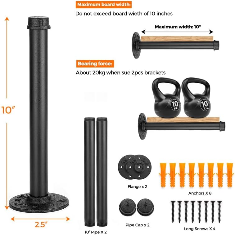 10 inch black industrial pipe floating clothing rack shown in use