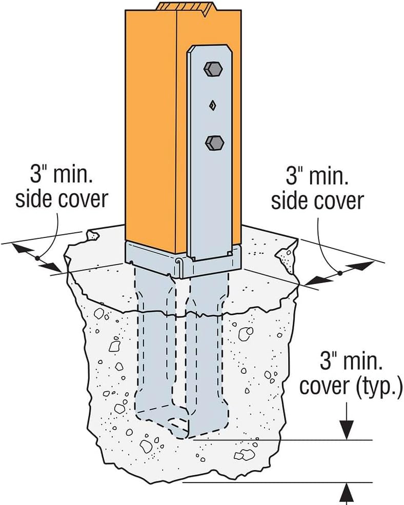 simpson strong-tie cbsq66-sds2 cbsq galvanized standoff column base shown in use