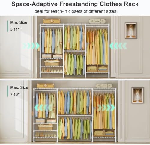 semhor e06 expandable heavy duty clothes rack for, side view