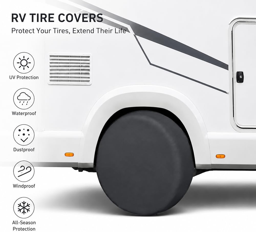 4 pcs RV Tire Covers for Grand Design Momentum 2013-present, Heavy Duty Wheel Covers Fits Motorhome & Trailer Tires Outdoor Parking Storage Sun Rain Snow Dust Easy Fit