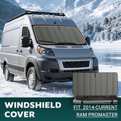 Extra-Thick Windshield Cover for Ram Promaster Van 2014-2026, Insulated Blackout Sunshade with XPE Foam & Thinsulate Cotton, AllSeasonGuard Pro