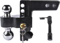 Adjustable 2/5" Trailer Hitch 6" Drop/Rise Dual-Ball 12500 LBS GTW Locks | Heavy Duty Tow Hitch Receiver Towing Mounting for Truck SUV Camper RV Boat Utility Hauler with Riser