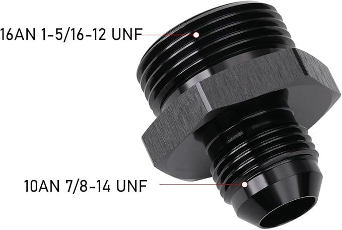 10AN Male Flare to 16AN ORB O-ring Boss Fuel Pump Rail Adapter Fitting Aluminum - Image 2