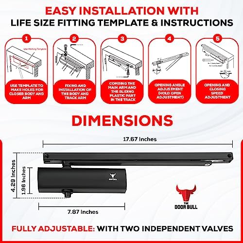 the door bull series 5000 automatic door closer, package contents