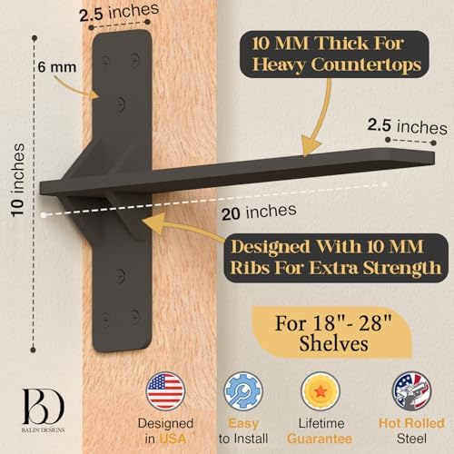 20 inch floating countertop support brackets by balin shown in use
