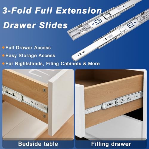 12 inch soft close drawer slides 6 pairs, side view