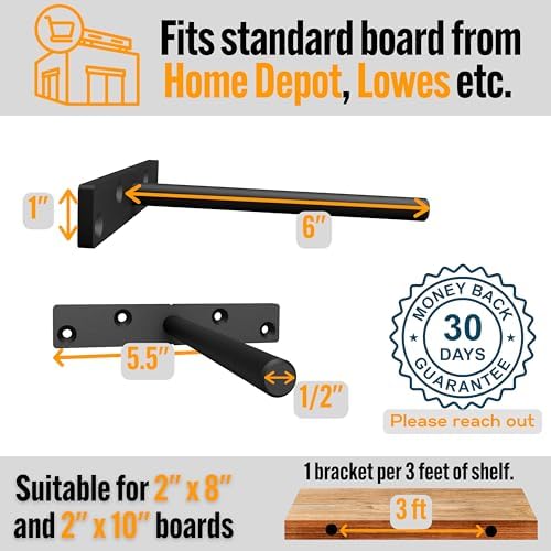 evald heavy duty floating shelf brackets 6 inch, close-up detail