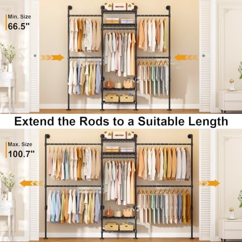 ulifhome m7 wall-mounted clothes rack, heavy-duty garment closet, close-up detail
