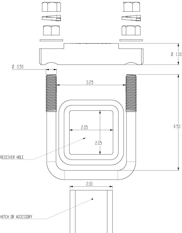 HitchClamp – Cross Clamp 2” Heavy Duty – Made in The USA - Anti-Rattle Hitch Coupling clamp/Hitch Tightener