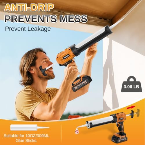this hill cordless electric caulk gun, 10oz dripless, side view