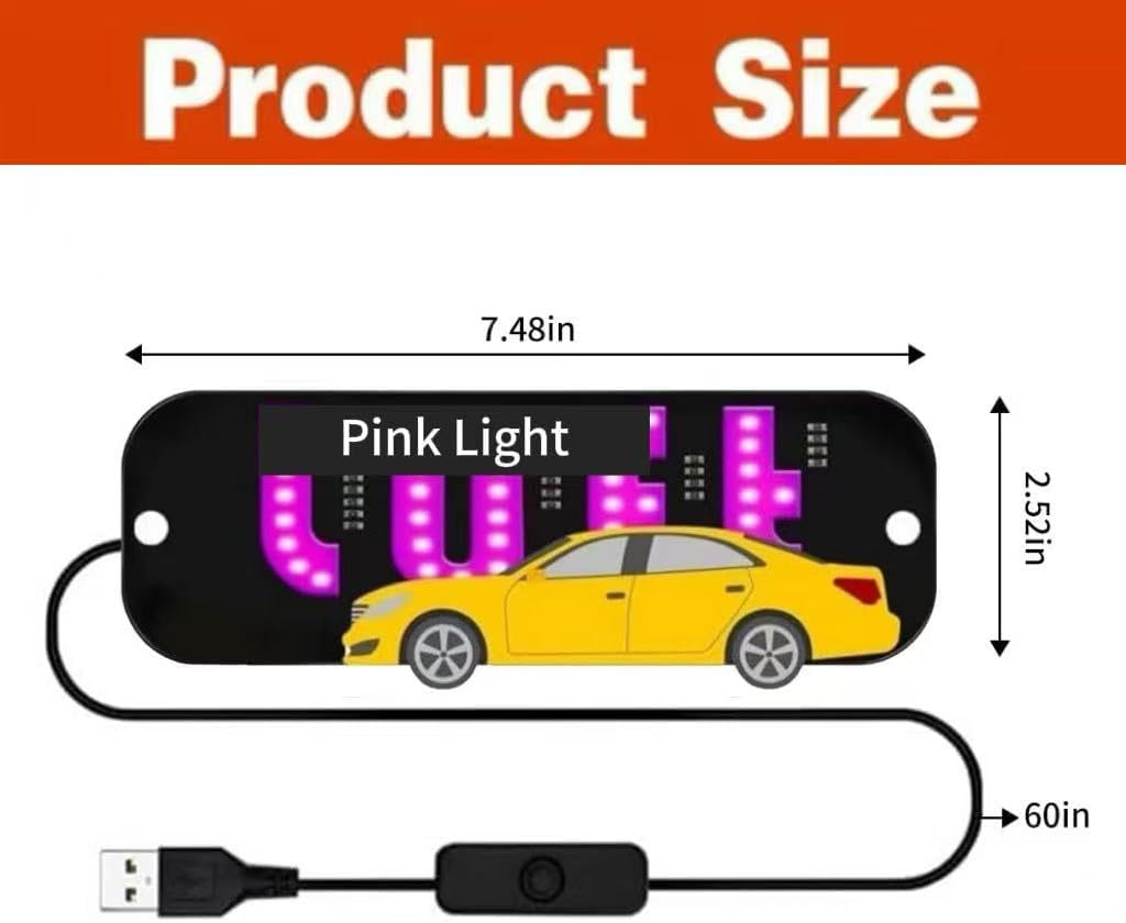 LED Light Sign for Car, Taxi Light Sign Windshield Led Sign, Car Led Sign with Suction Cups & USB Plug, Windshield Taxi Sign Display for Cars, Trucks, SUVs (Blue)