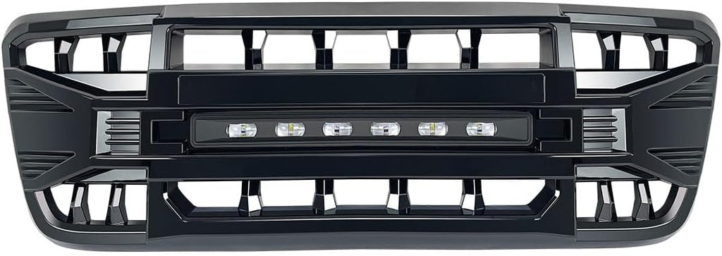 MEGAIE Front Grill Replacement for F150 2004-2008, Glossy Black Bumper Grille w/Off-Road Lights