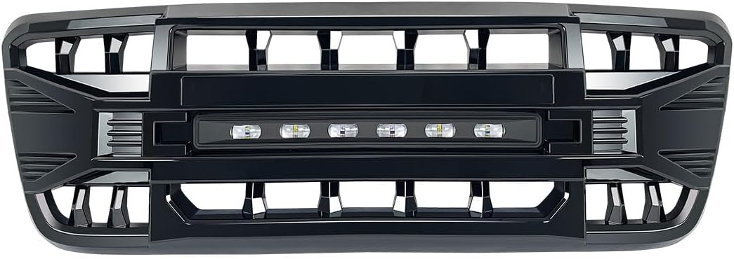MEGAIE Front Grill Replacement for F150 2004-2008, Glossy Black Bumper Grille w/Off-Road Lights