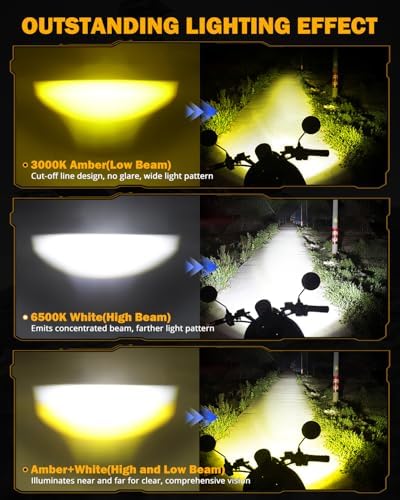 Auxbeam MT8S Series Motorcycle LED Driving Lights Fog Lights Auxiliary Lights with Halo DRL and AX7 Series Motorcycle Driving Lights Fog Light 4.2 Inch Auxiliary Light with Breathing DRL