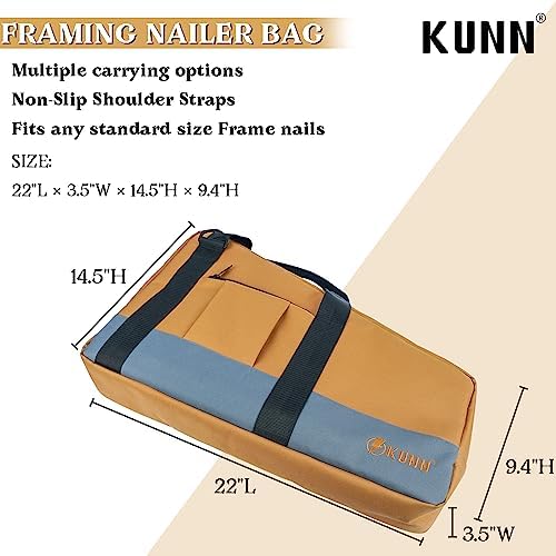 kunn framing nailer bag with adjustable shoulder strap,dual shown in use