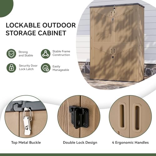aoxun outdoor storage shed with floor, 64 cu.ft, side view