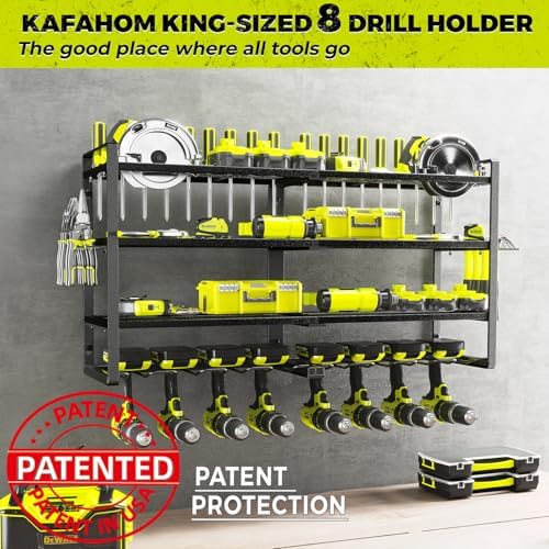kafahom power tool organizer-8 drill holder wall mount,4 showing dimensions