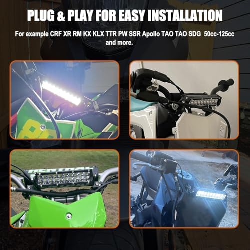 motorcycle led light bar & on-off switch headlight, front angle view