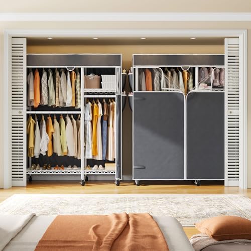 raybee clothes rack with cover, rolling portable closet on a desk or shelf