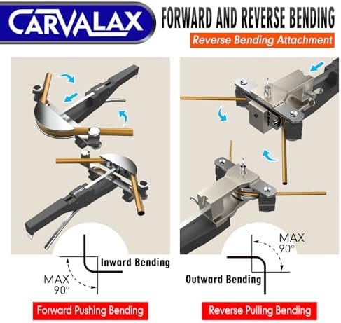 carvalax tube bender set, reverse adapters, silver head shown in use