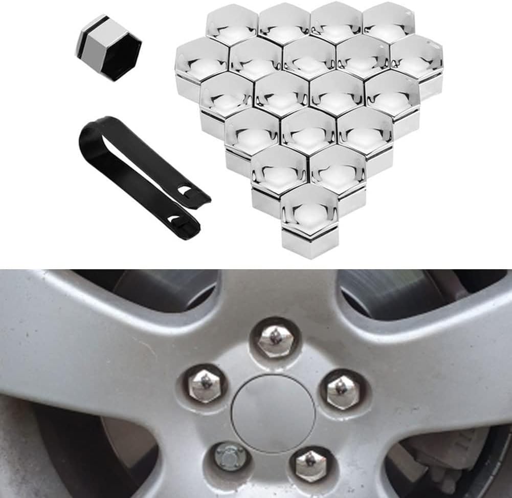 20 Pcs Plastic Wheel Lug Nut Covers for VW Jetta 2018-2024, Hex Bolt Caps Protective Decorative Trim Durable Styling Head Protector,Silver-17mm
