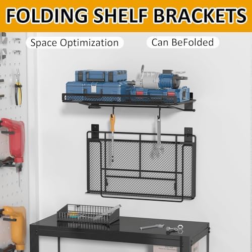 babkas 2 pack garage wall shelving,16.5" x 12.2", close-up detail