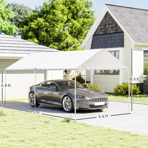 outsunny 9.6'x19.5' carport outdoor heavy duty galvanized car on a desk or shelf