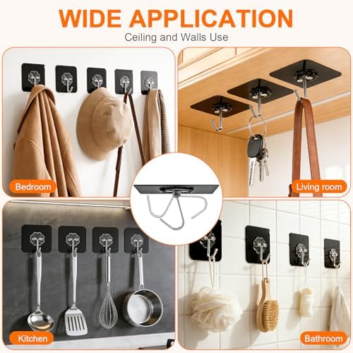 ddmy 100 pack adhesive wall hooks 50lb heavy, close-up detail