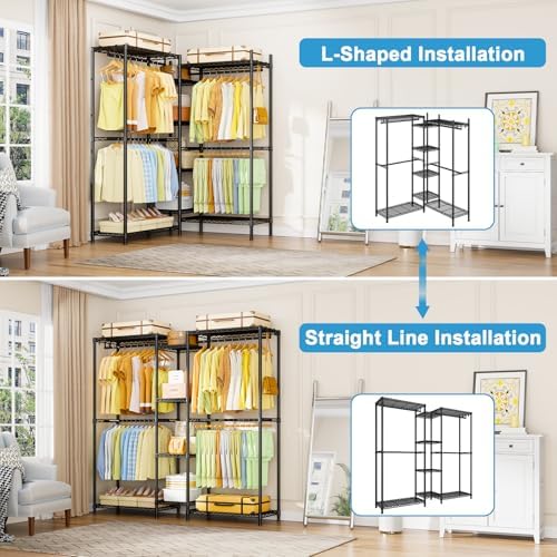 ulif e4 clothes rack, heavy-duty garment rack can shown in use